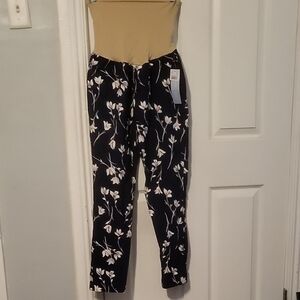 NWT Motherhood Maternity Navy and White Floral Maternity Pants
